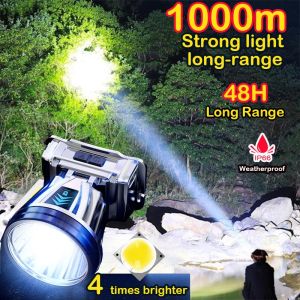 HCparty LED Strong Headlamp USB Rechargeable Water Proof Multifunctional Outdoor High Beam Light