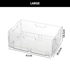 Locaupin Collapsible Transparent Household Organizer Multifunctional Container Storage Box with Handle Space Saver Box