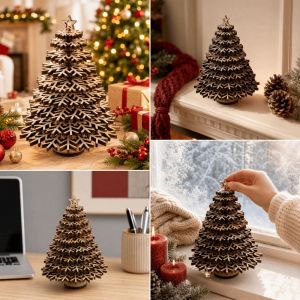 MIRELINA Tự làm Đồ trang trí cây thông Noel Gỗ Đĩa hình bông tuyết Cây thông Noel có thể tháo rời Sáng tạo Tự lắp đặt Đồ trang trí Giáng sinh Trang trí lễ hội