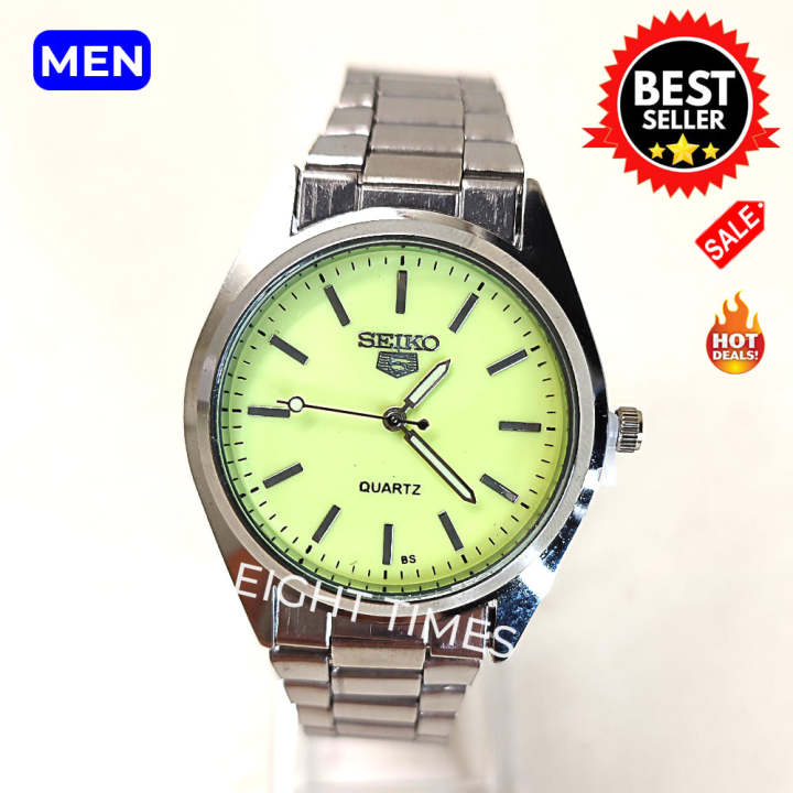 Seiko 5 SILVER Automatic Watch For MEN Luminous Glow in the Dark