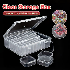 Talao Clear Plastic Storage Box 30 in 1 Portable Mini Divided Organizer for Jewelry Craft Small Parts