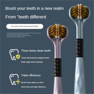 Three Sided Soft Bristle Toothbrush with Ergonomic Handle Manual Cleaning Tooth Brushes Bad Breath Teeth Care Tool