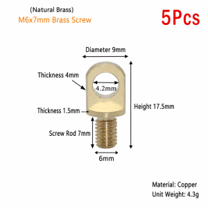 DOOUR 5Pcs Đồng thau Bu lông mắt bằng đồng thau Có lỗ M3-M10 Bu lông vòng nâng Đồng Đầu nối đèn để treo đèn cây bằng dây cáp