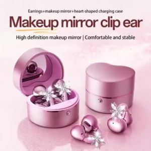 Tai nghe kẹp tai hình trái tim M186 có khóa cài hình kim cương kèm gương trang điểm tai nghe Bluetooth.