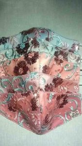 Masker Bridal Single 3ply Brukat Payet Premium Bordir 2D