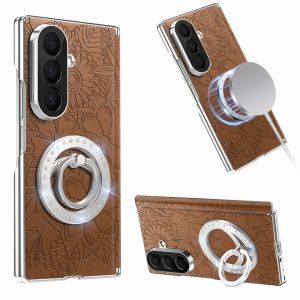 for Samsung Galaxy Z Fold 8 Ultra 8/7/6 Case HCX White | Slim Embossed Floral PU Leather Phone Case with Hinge Protection Shockproof Protective Cover for Galaxy Z Fold8