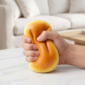 SEETE Prank Decoration Simulated Cheese Cake Squeeze Toy Slow Rising Simulated Sensory Fidget Bread Children Adult Realistic Bread Squishy Toy Birthday Gift