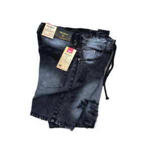 Celana Sobek Jeans Pendek Pria Warna Hitam Celana Pendek Jeans Sobek Bahan Tebal Mewah Size 28-39