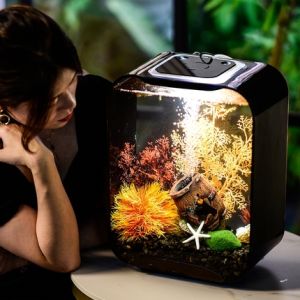 LED Light Aquarium Modern Nordic Fish Tank Set Kit Ikan Living Room Office Decoration 水族箱轻奢现代家用办公室桌面客厅小型生态金鱼缸