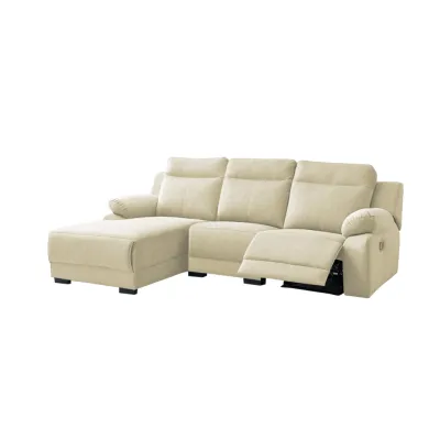 Living Mall Drazie L-shaped Reclining Sofa Pocketed Spring & Coffee Table in Claw Resistant Pet-Friendly Fabric/Leather