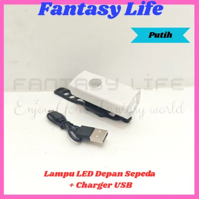 Fantasy Lampu Depan Sepeda LED Dapat Di isi Ulang di cas Dengan USB Praktis