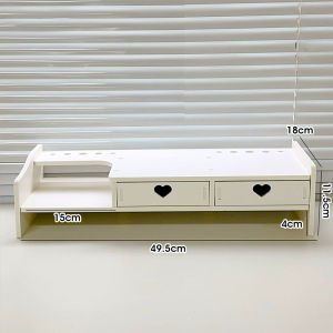 HXR Monitor Stand with Drawer Wooden Ergonomic Laptop Stand Office Desktop Computer Riser Desk Organizer Storage Rack