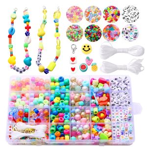 700pcs/Box Plastic Acrylic Beads Pearl Beads Letter Beads Clay Fruit Charm Beads with String for Unique DIY Shoe Lace Shoe Decoration Making