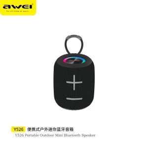 Awei Y526 100% Original Portable Hifi Bluetooth 5.0 Wireless RGB Speaker output 6W Waterproof TWS Outdoor Loudspeaker Music Surround Bass Box For sport Cycling
