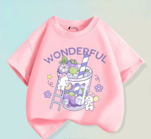 Áo Thun Cổ Tròn Tay Ngắn Cho Bé Gái In Hình Thú Ngộ Nghĩnh Wondrous