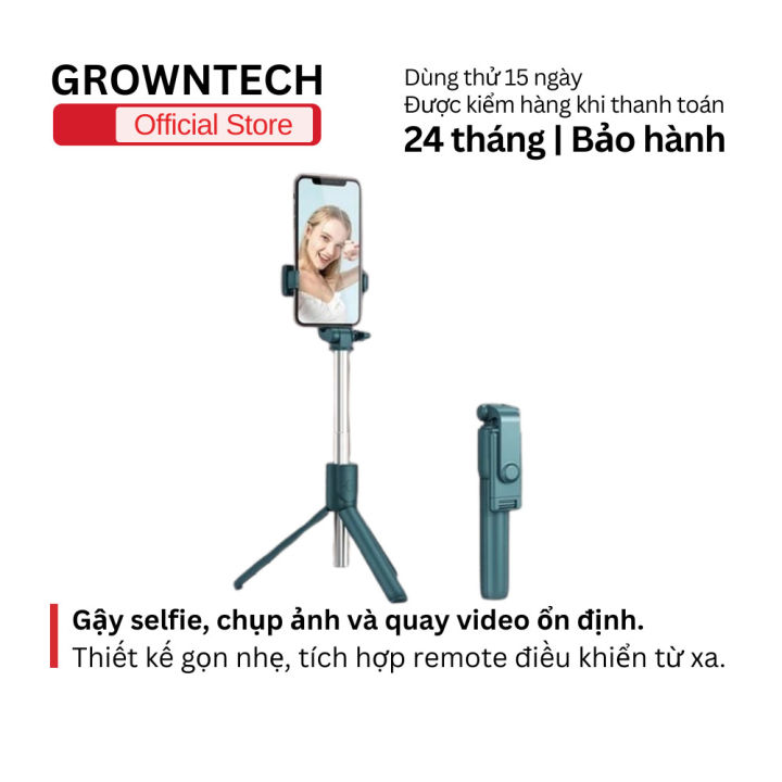 GẬY CHỤP HÌNH GROWN TECH BLUETOOTH R1S có đèn led trợ sáng , chụp hình ...