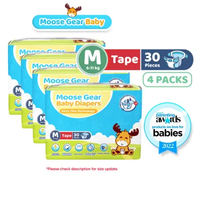 Moose Gear Baby Tape Diaper MEDIUM 120pcs (4PACKS) Super Absorbent No Leaks
