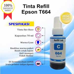 Tinta Refill Epson Tinta 664 T664 T6641 Refill Epson L120 L210 L310 L360