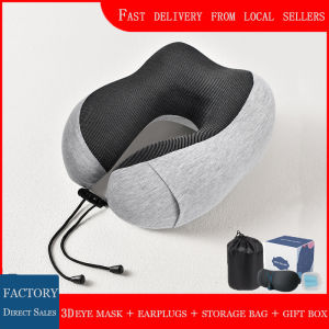3 in 1 Cooling Set Eye Mask Neck Rest Cushion 3in1 U Shape Travel Memory Foam Neck Pillow