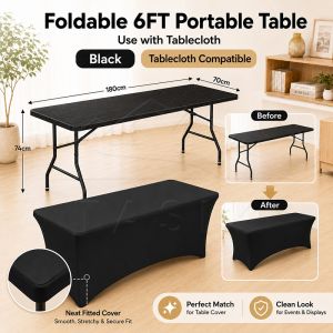 4FT 6FT Meja Lipat Foldable Table Heavy Duty Foldable Banquet Table Outdoor Event Catering Dining Table