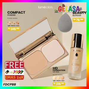 Lumecolors Paket Hemat Bundling Foundation Compact Powder Beauty Blender