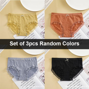 INTIMA 3 unit seluar dalam renda tinggi-elastik wanita selesa kapas Panty bernafas seluar dalam pertengahan pinggang lancar ikatan simpul Plus saiz Briefs Ladies Girls Underwear on Sale