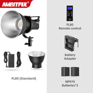 AMBITFUL FL80 80W 5600K LED Video Light Daylight Balanced CRI96 TLCI 95+ 5 Pre-Programmed Lighting Effect Bowens Mount Continuous Light