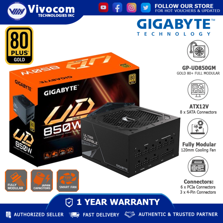 Gigabyte GP-UD850GM - 850W, Active PFC, Ultra Durable 80 PLUS Gold ...