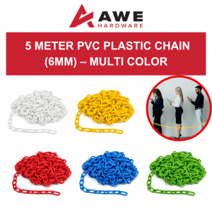 CSM 5 Meter 6mm PVC Plastic Chain Yellow Safety Barrier Chain Heavy Duty Multipurpose