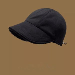 AETHERISY Wide Brim Fleece Baseball Cap Soft Windproof Warm Cap Fashion Plush Winter Peaked Cap Woman