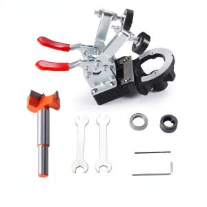 Upgraded 35mm Concealed Hinge Jig Kit Double Clips Concealed Hole Drilling Guide Woodworking Hole Punch Locator