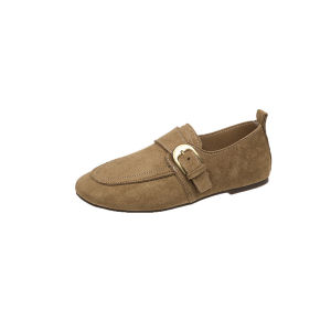 Free Shipping Retro Metal Buckle Slip-On Casual Commuter Shoes For Women 2026 Autumn New Collection Versatile Loafers