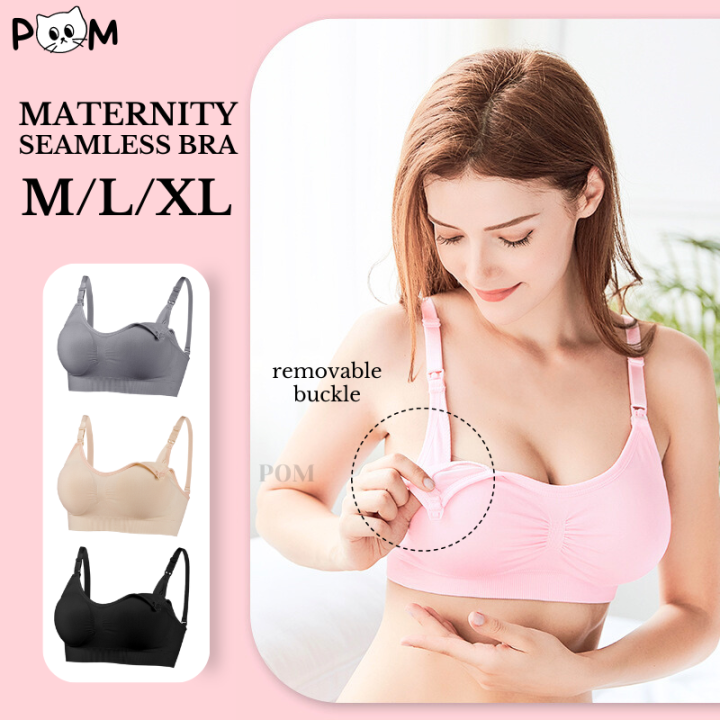 POM Maternity Bra Wireless 100% Cotton Nursing Bra Breast Feeding Push Up  Breastfeeding Bra