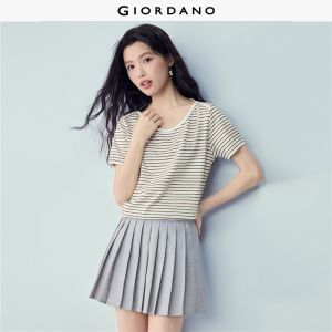 GIORDANO Women T-Shirt Warm Weather T-Shirt Knitted Fabric T-Shirt Slight Elasticity T-Shirt 13326232