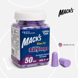 Macks Slim Fit Soft Foam Earplugs 50 Pair | Ear Plugs For Sleeping Anti Noise Reduction