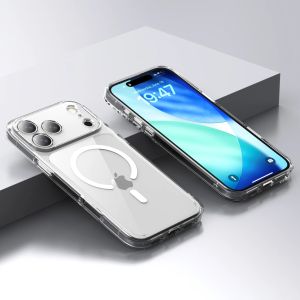 KEYSION Shockproof Transparent Case for MagSafe for iPhone 17 Pro Max Clear TPU+PC Magnetic Wireless Charging Phone Back Cover2026