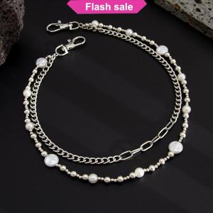 SHENHAO2🎀 Tinh Tế Sang Trọng Chéo Mặt Dây Chuyền Giả Ngọc Trai Quần Chuỗi Cho Nam Giới Punk Quần Chuỗi Hip Hop Quần Jean Chuỗi Phụ Kiện Quần Áo