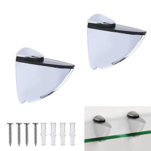 1 Pairs Polished Glass Clamp Holder Adjustable Wood/Glass Shelf Bracket Wall Mount Fish Mouth Clip