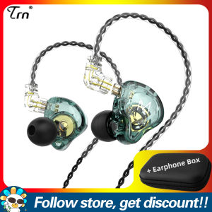 TRN MT1 Headphones Add Faaeal PU Square Storage Box Dual Dynamic Driver Earbuds HiFi Bass Music IEM Earplugs Metal Gaming Sports Running Headsets Noise Cancellation Wired Earphones 2PIN Detachable Cable DJ Monitors For Smartphones Tablet Laptops Computers