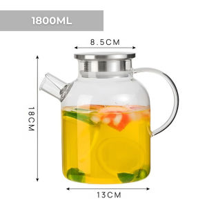L&L Transparent Teapot Jug Kettle High Heat Resistant Glass Stove Safe Boil Water Stainless Steel Bamboo Lid Teko Air Cerek Lutsinar Tahan Panas Penutup Tak Bocor