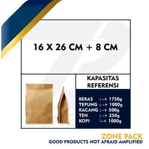 [10 pcs] Standing Pouch Flat Bottom Craft Non Windows | Kemasan Kopi Snack | Kemasan Paper Ziplock Non Windows