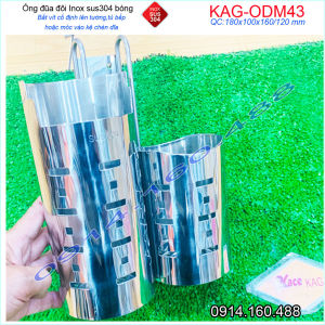 Ống đũa KAG-ODM43 có 2 ngăn HÀNG Y HÌNH Kệ đựng đũa nhà bếp Inox dập khuôn cao cấp SUS304 sáng bóng sử dụng vĩnh viễn