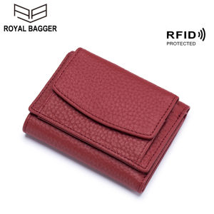 Ví Da Bò Thật Royal Bagger Cho Nữ Ví Ngắn RFID Mỏng Dung Tích Lớn Dùng Hàng Ngày Nhiều Thẻ Có Ngăn Dành Cho Nữ Giới