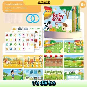 SHNGki Từ Sticker bận rộn cuốn sách cho bé giác ngộ cuốn sách Montessori đồ chơi hoạt động sách cho trẻ mới biết đi