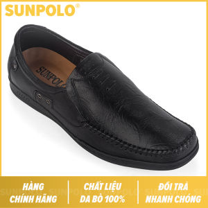 Giày mọi nam da bò SUNPOLO LS2098 (Đen) Phiên bản mới cải tiến đế giày