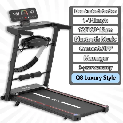 Q8 Electric Treadmill Music Heart Rate MonitoringWith APP Massager and Bluetooth Foldable Not occupying space