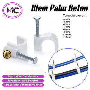 Klem Kabel Listrik Per 50pcs  Klem Paku Kabel Listrik Tembok iInding Beton Klip Kabel Dinding Cable Clip Premium