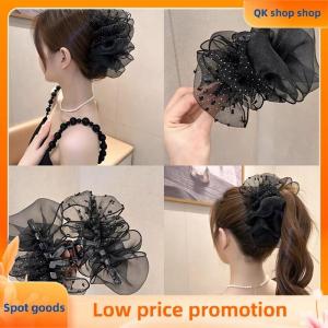 ✨QK shop✨ Summer Sweet Mesh Tulle Big Bow Hair Claw Clips For Women Solid Colours Elegant Bowknot Ponytail Clip New Headdress Accessories