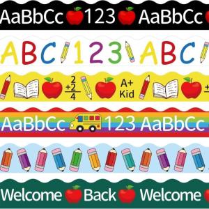 6 Pcs Bulletin Board Borders 123 Bus Printed Border Trim Pencil Printed Bulletin Board Border Classroom Borders