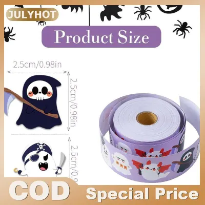JULYHOT สติกเกอร์ตกแต่งฮาโลวีนแสนตลก500ชิ้นสติกเกอร์รูปฟักทองน่ารักผีหัวกะโหลกแมงมุมค้างคาวรูปลอกกราฟฟิตีสติกเกอร์ DIY โทรศัพท์